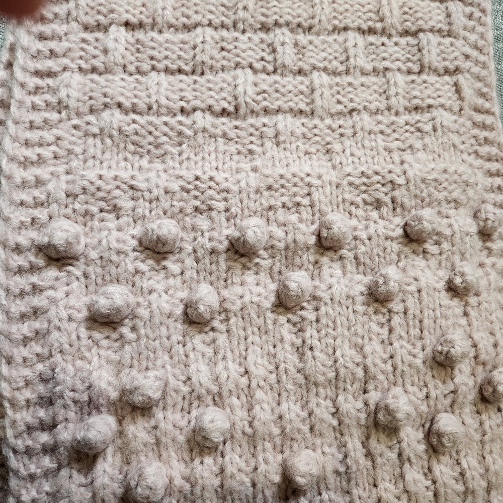 NEW J. Crew Chunky Knit Bobble Scarf - Iced Blush - Picture 6 of 9